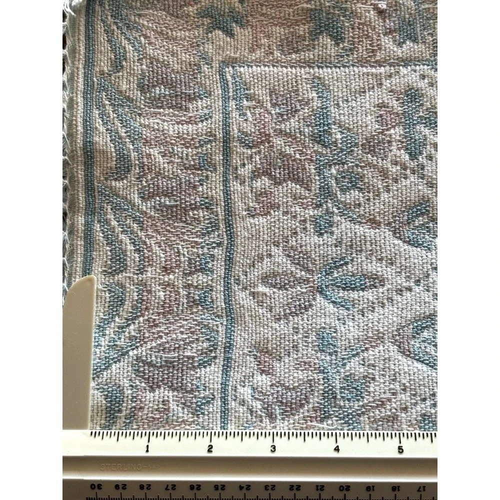 Vtg 1990s Place Mat Set of 4 NWT 100% Cotton Dhurrie Tapestry Pink Blue Cottage
